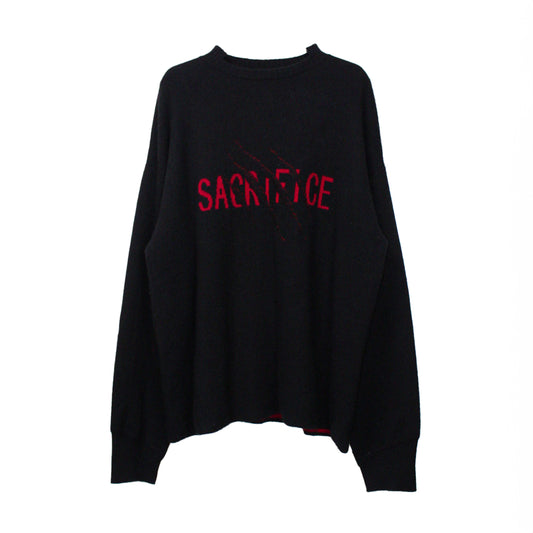 "SACRIFICE" Intarsia Knit Sweater